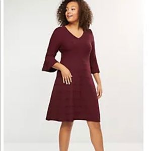 Lane Bryant sweater dress in “winetasting”